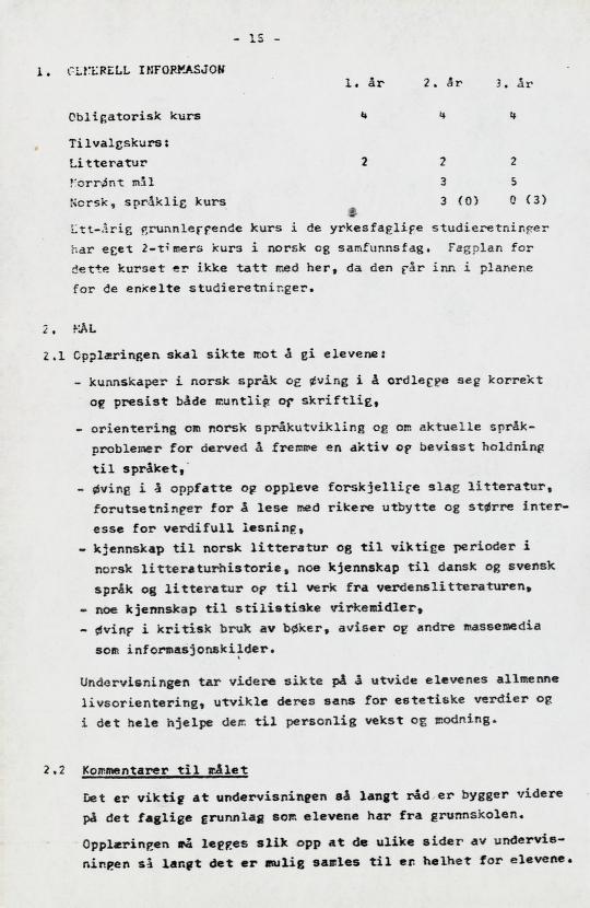 Skann 22 av Læreplan for gymnaset 1973 · del 2 obligatoriske fag
