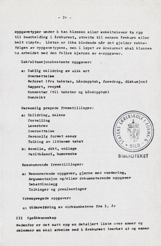 Skann 31 av Læreplan for gymnaset 1973 · del 2 obligatoriske fag