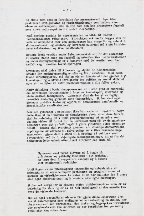Skann 12 av Læreplan for gymnaset 1973 · del 1 generell del
