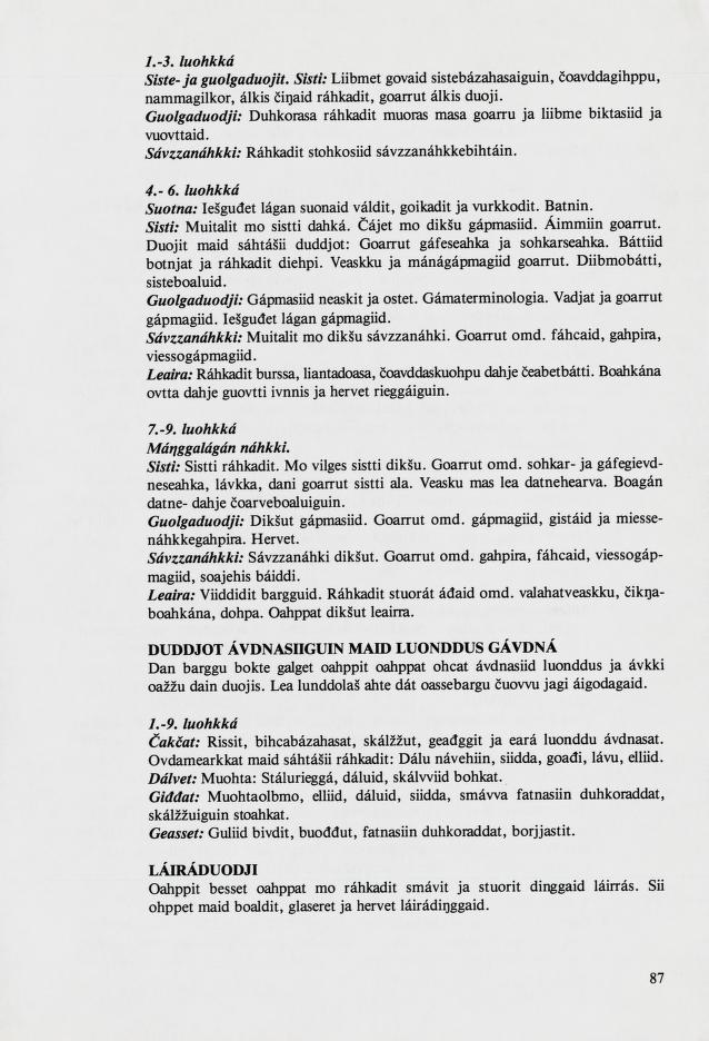 Skann 89 av Mønsterplanen 1987 · samiske fagplaner 1989