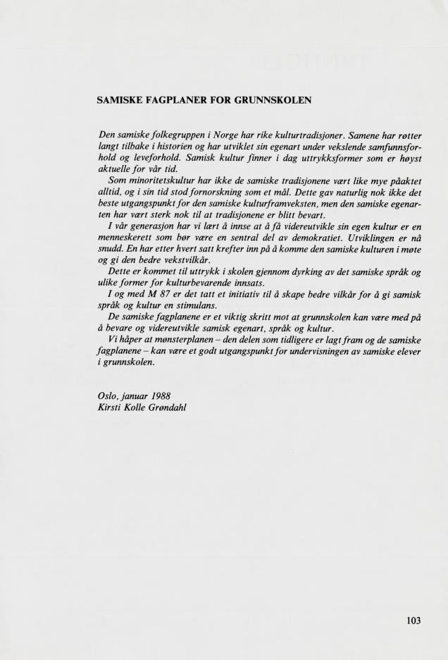 Skann 105 av Mønsterplanen 1987 · samiske fagplaner 1989