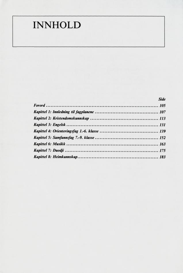 Skann 106 av Mønsterplanen 1987 · samiske fagplaner 1989