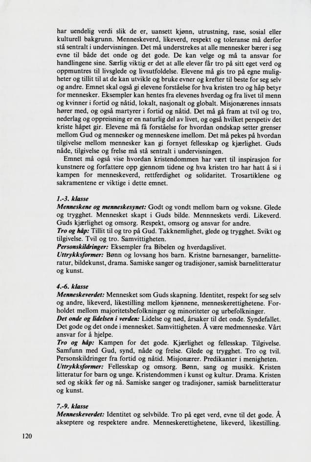 Skann 122 av Mønsterplanen 1987 · samiske fagplaner 1989