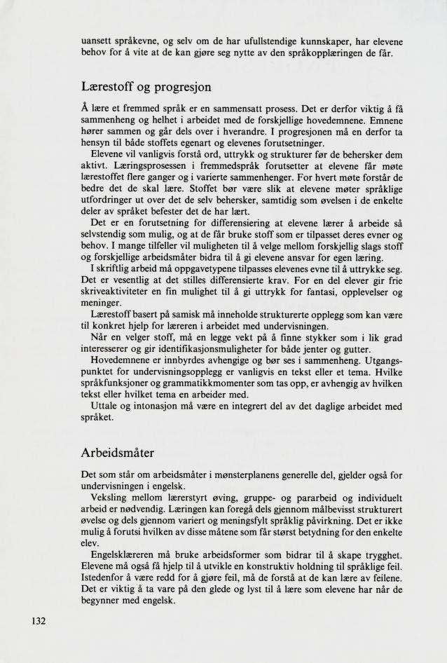 Skann 134 av Mønsterplanen 1987 · samiske fagplaner 1989