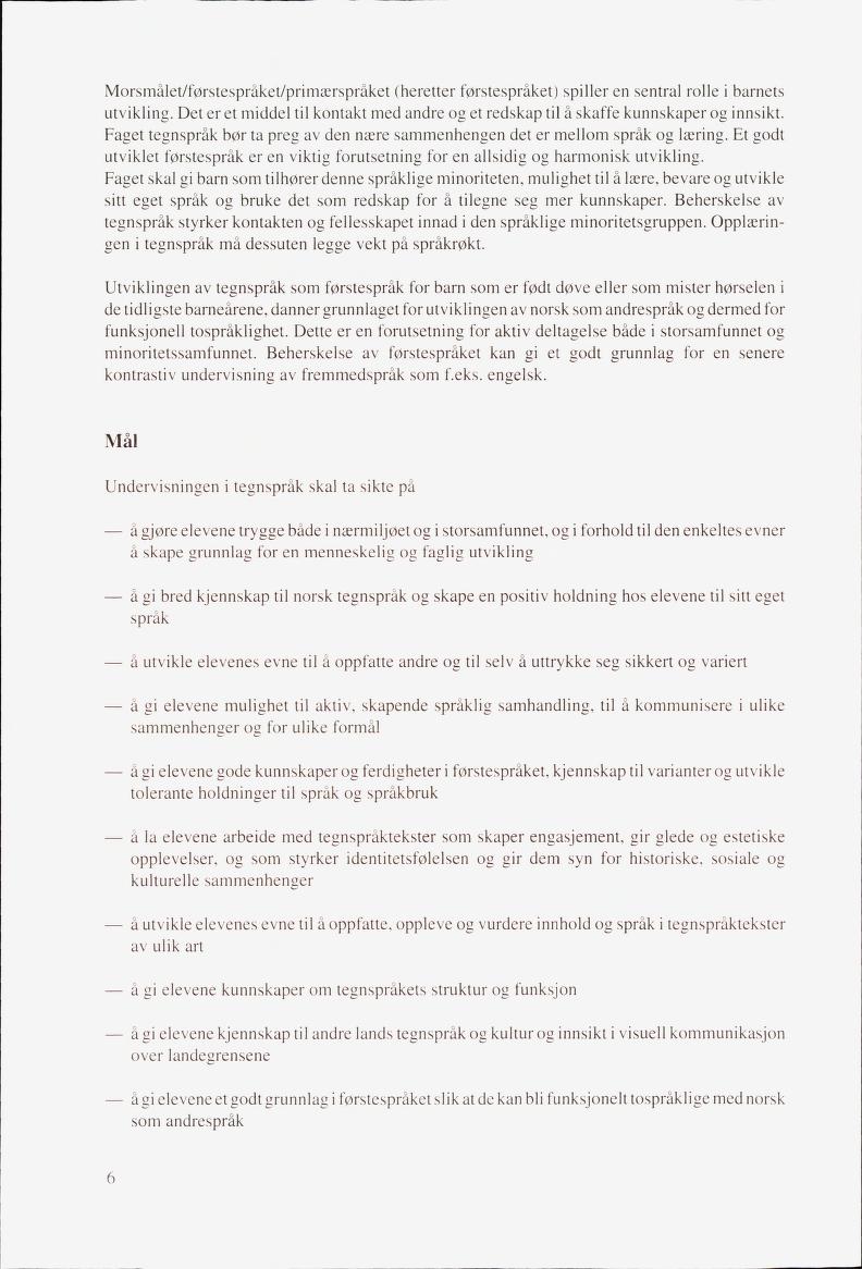 Skann 8 av Mønsterplanen 1987 · fagplaner for døve elever 1993