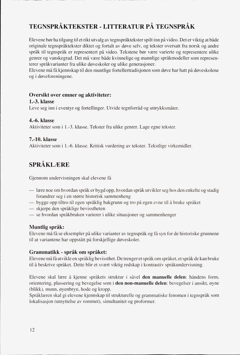 Skann 14 av Mønsterplanen 1987 · fagplaner for døve elever 1993