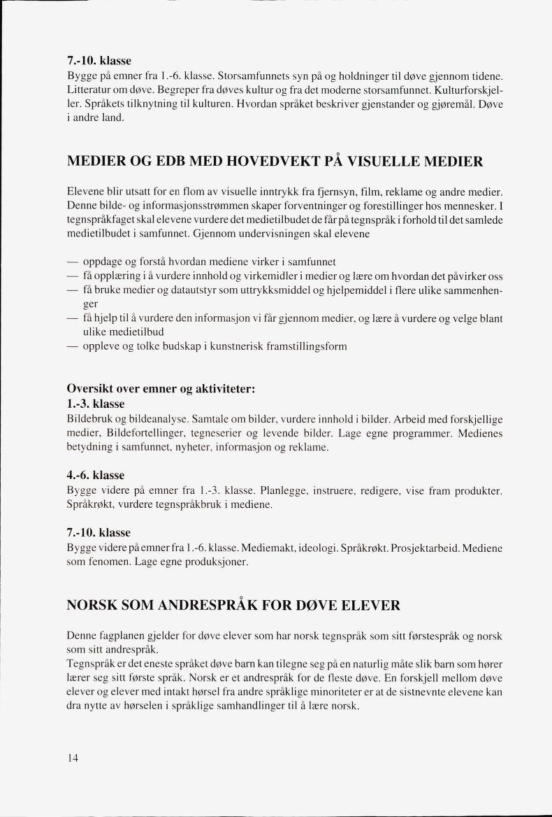 Skann 16 av Mønsterplanen 1987 · fagplaner for døve elever 1993