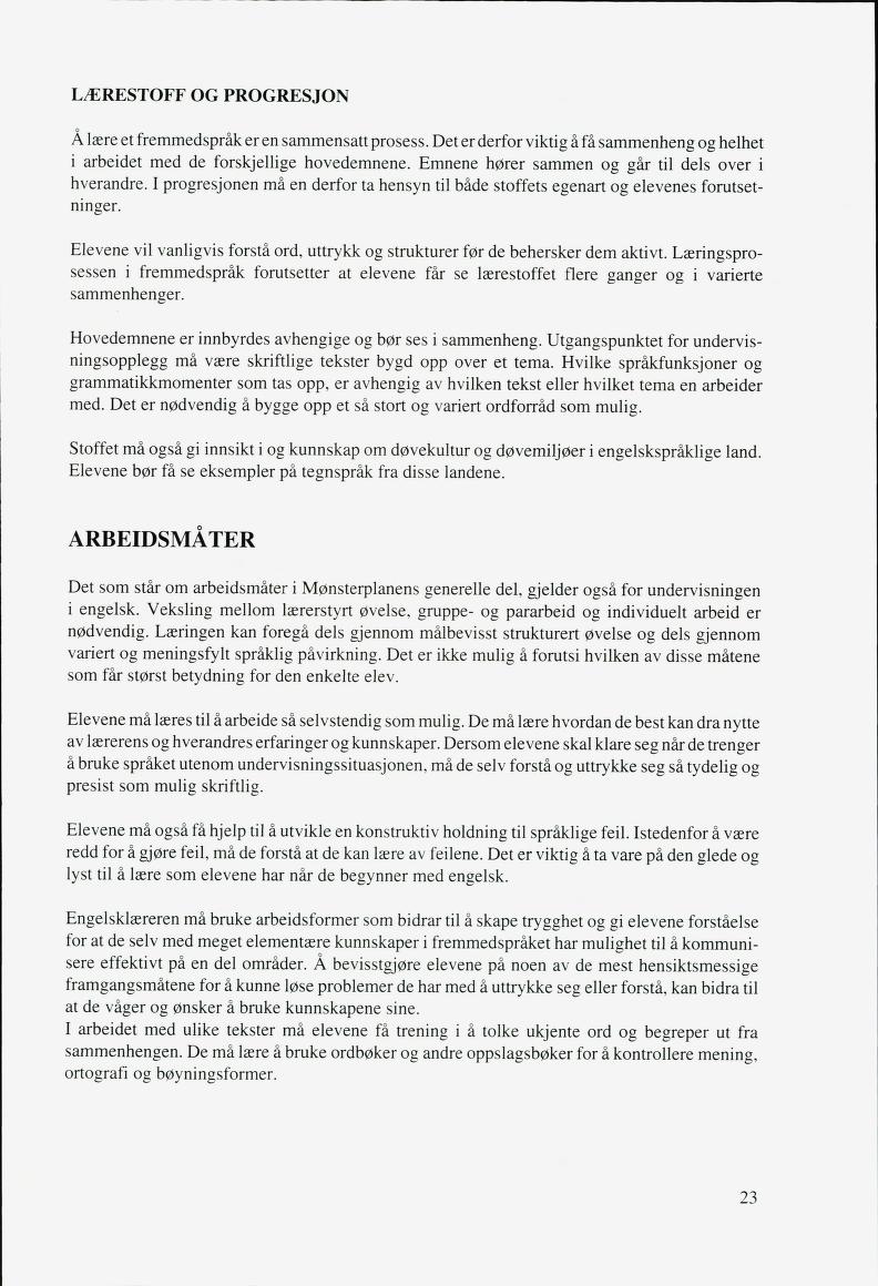 Skann 25 av Mønsterplanen 1987 · fagplaner for døve elever 1993