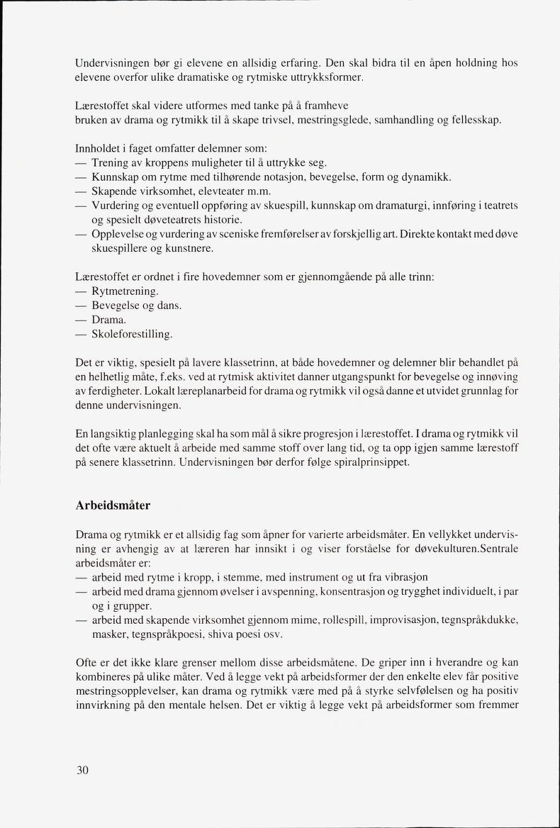 Skann 32 av Mønsterplanen 1987 · fagplaner for døve elever 1993
