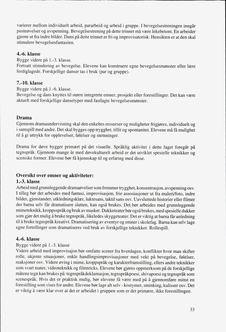 Skann 35 av Mønsterplanen 1987 · fagplaner for døve elever 1993