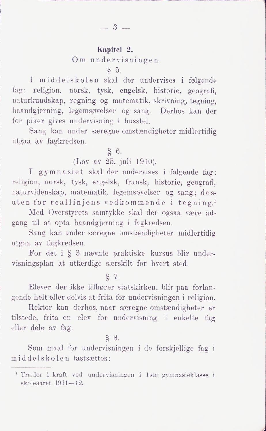 Skann 9 av Middelskolen: lov, reglement, undervisningsplan og eksamensreglement 1911