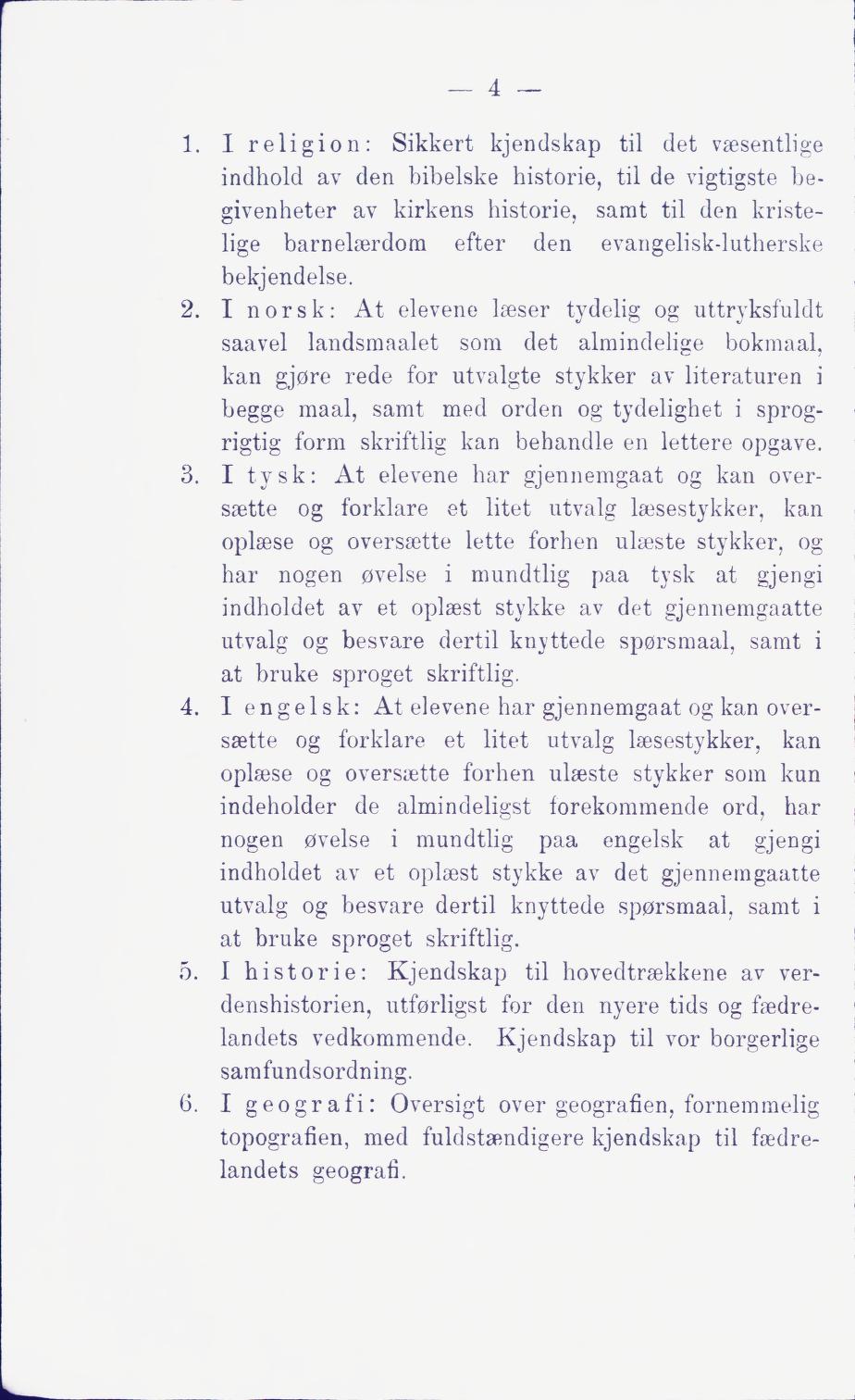 Skann 10 av Middelskolen: lov, reglement, undervisningsplan og eksamensreglement 1911