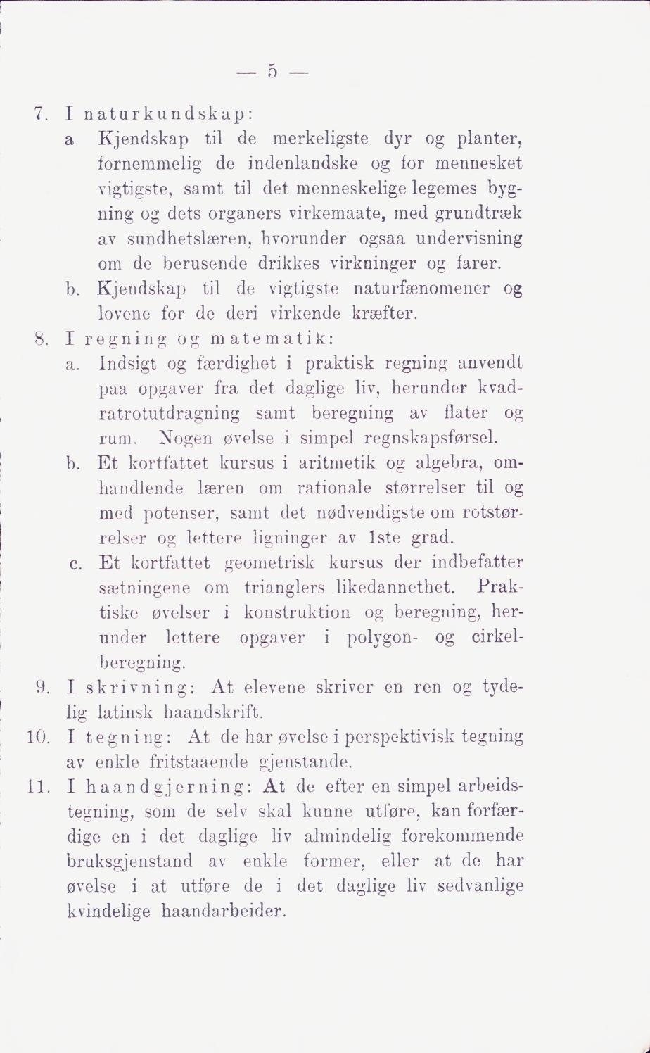 Skann 11 av Middelskolen: lov, reglement, undervisningsplan og eksamensreglement 1911