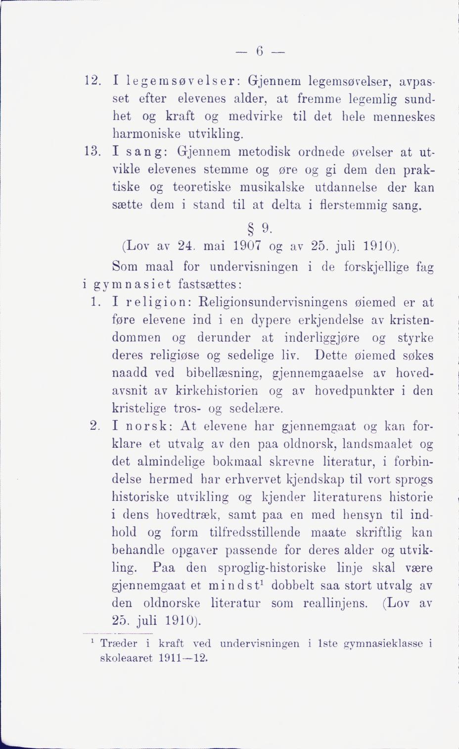 Skann 12 av Middelskolen: lov, reglement, undervisningsplan og eksamensreglement 1911