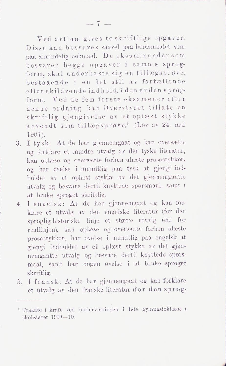 Skann 13 av Middelskolen: lov, reglement, undervisningsplan og eksamensreglement 1911