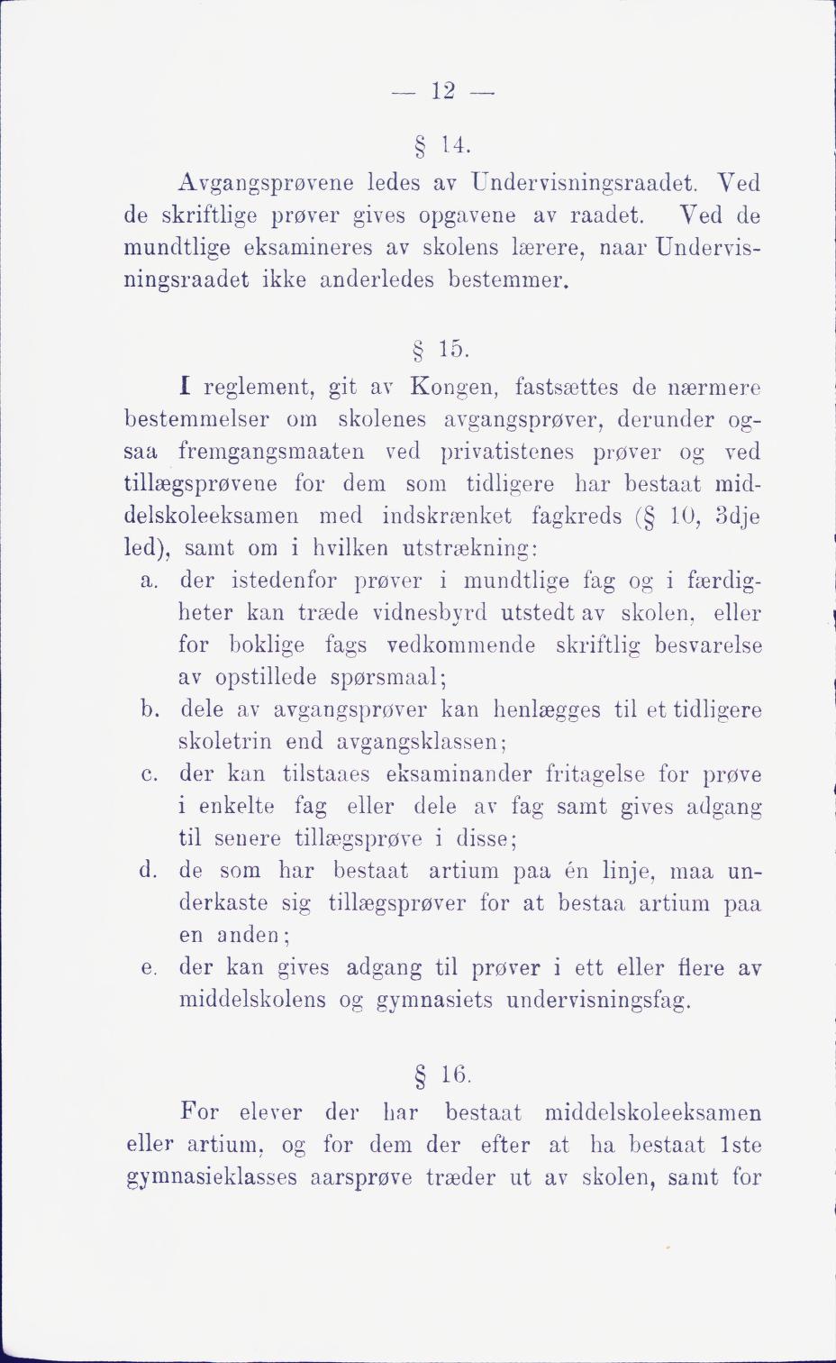 Skann 18 av Middelskolen: lov, reglement, undervisningsplan og eksamensreglement 1911