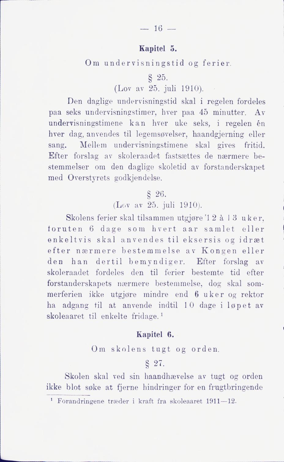 Skann 22 av Middelskolen: lov, reglement, undervisningsplan og eksamensreglement 1911