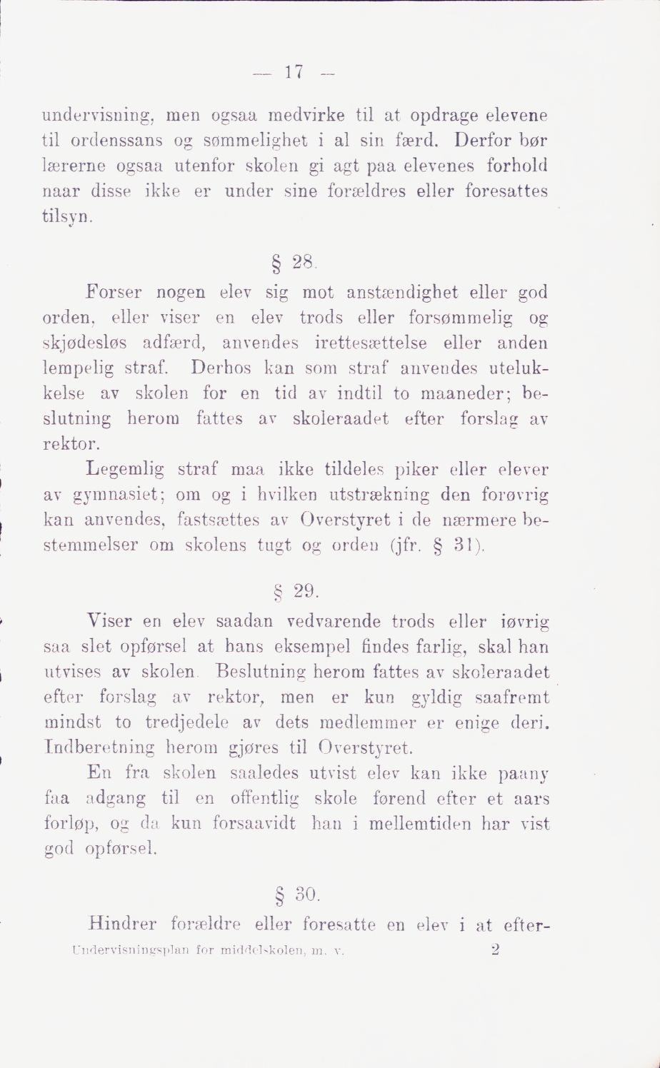 Skann 23 av Middelskolen: lov, reglement, undervisningsplan og eksamensreglement 1911