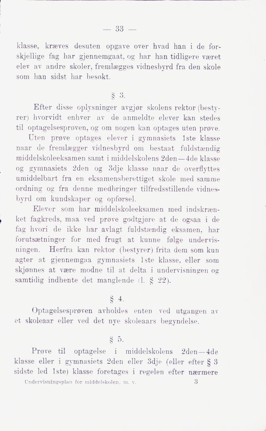 Skann 39 av Middelskolen: lov, reglement, undervisningsplan og eksamensreglement 1911