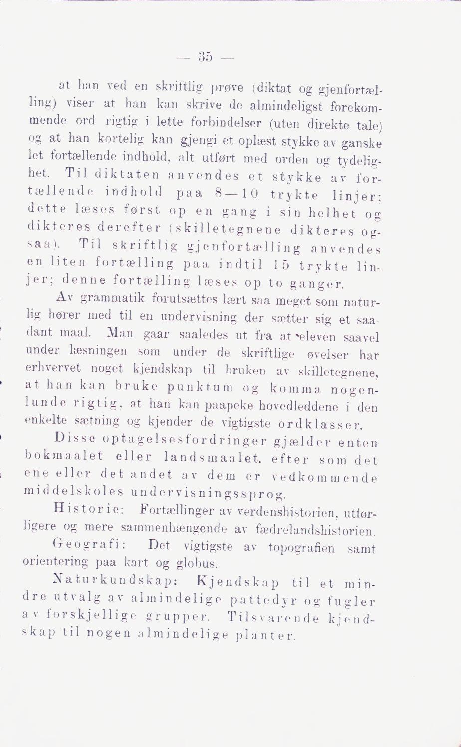 Skann 41 av Middelskolen: lov, reglement, undervisningsplan og eksamensreglement 1911