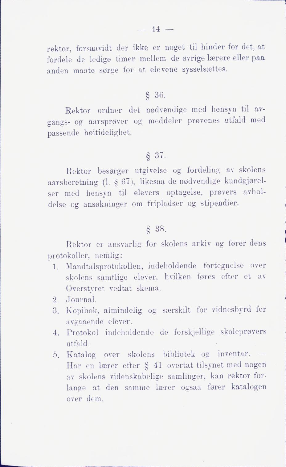 Skann 50 av Middelskolen: lov, reglement, undervisningsplan og eksamensreglement 1911