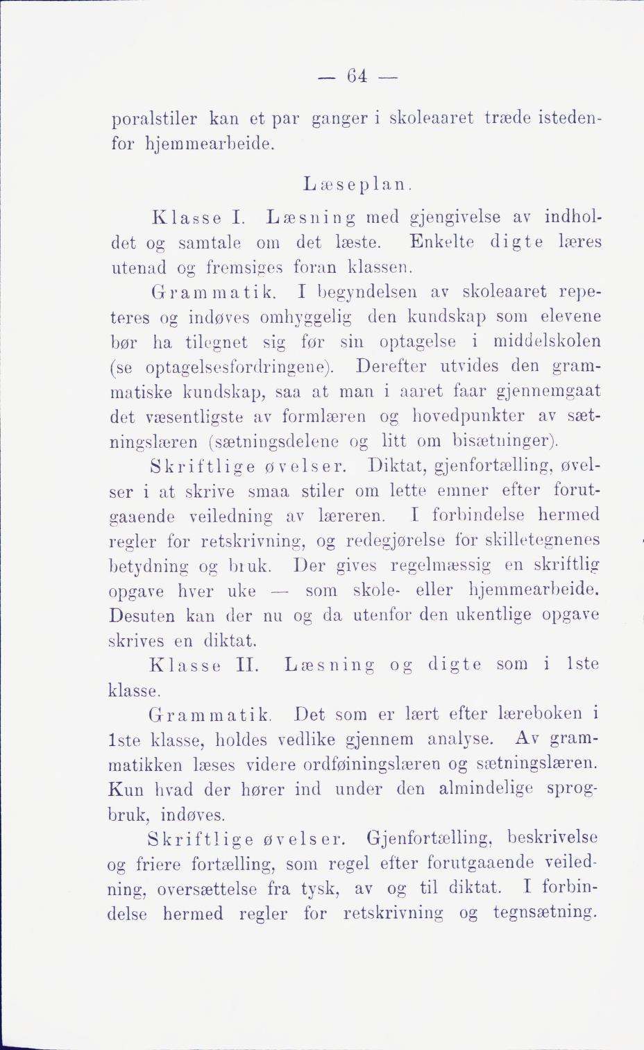 Skann 70 av Middelskolen: lov, reglement, undervisningsplan og eksamensreglement 1911