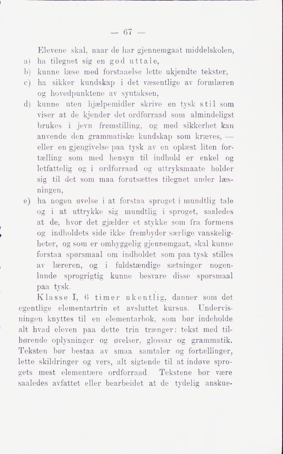 Skann 73 av Middelskolen: lov, reglement, undervisningsplan og eksamensreglement 1911