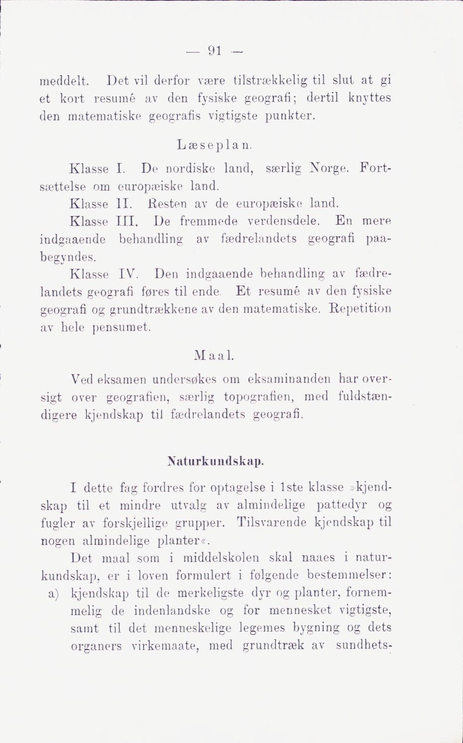 Skann 97 av Middelskolen: lov, reglement, undervisningsplan og eksamensreglement 1911