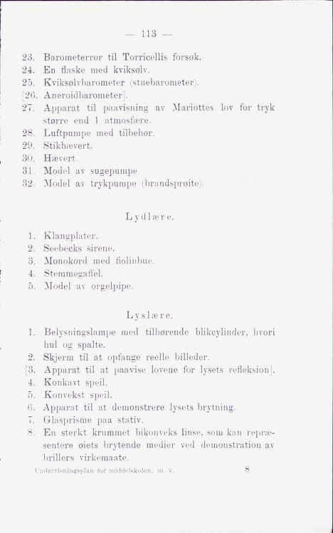 Skann 119 av Middelskolen: lov, reglement, undervisningsplan og eksamensreglement 1911
