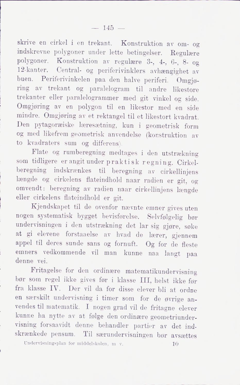 Skann 151 av Middelskolen: lov, reglement, undervisningsplan og eksamensreglement 1911