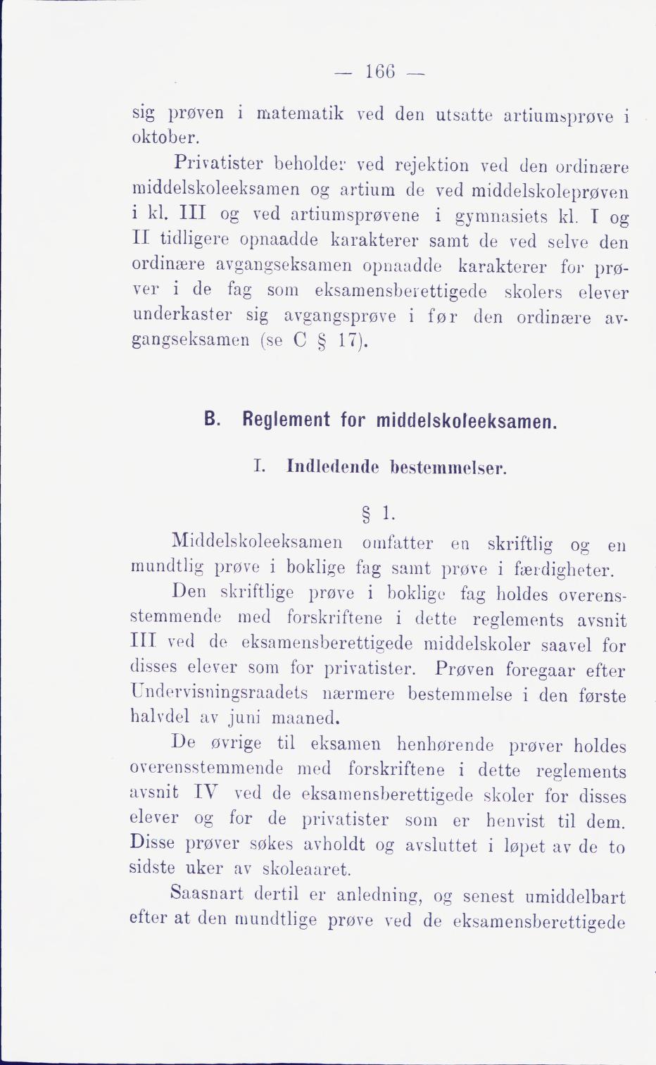 Skann 172 av Middelskolen: lov, reglement, undervisningsplan og eksamensreglement 1911