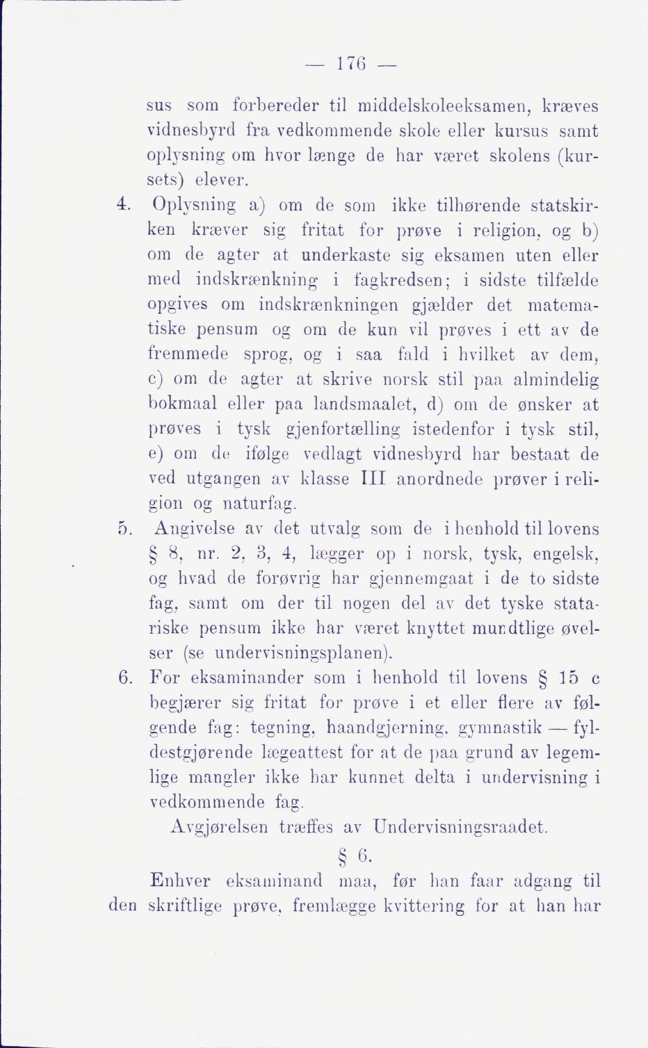 Skann 182 av Middelskolen: lov, reglement, undervisningsplan og eksamensreglement 1911