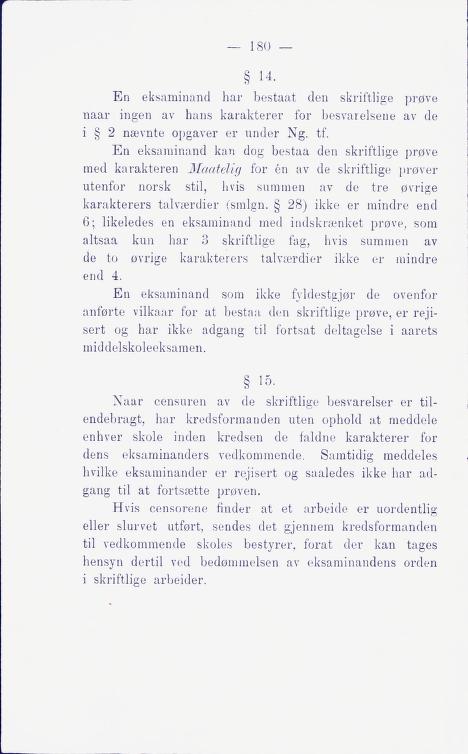 Skann 186 av Middelskolen: lov, reglement, undervisningsplan og eksamensreglement 1911