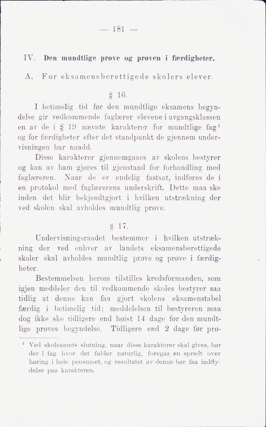 Skann 187 av Middelskolen: lov, reglement, undervisningsplan og eksamensreglement 1911