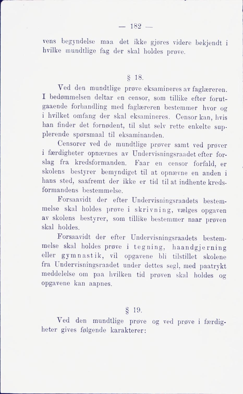 Skann 188 av Middelskolen: lov, reglement, undervisningsplan og eksamensreglement 1911