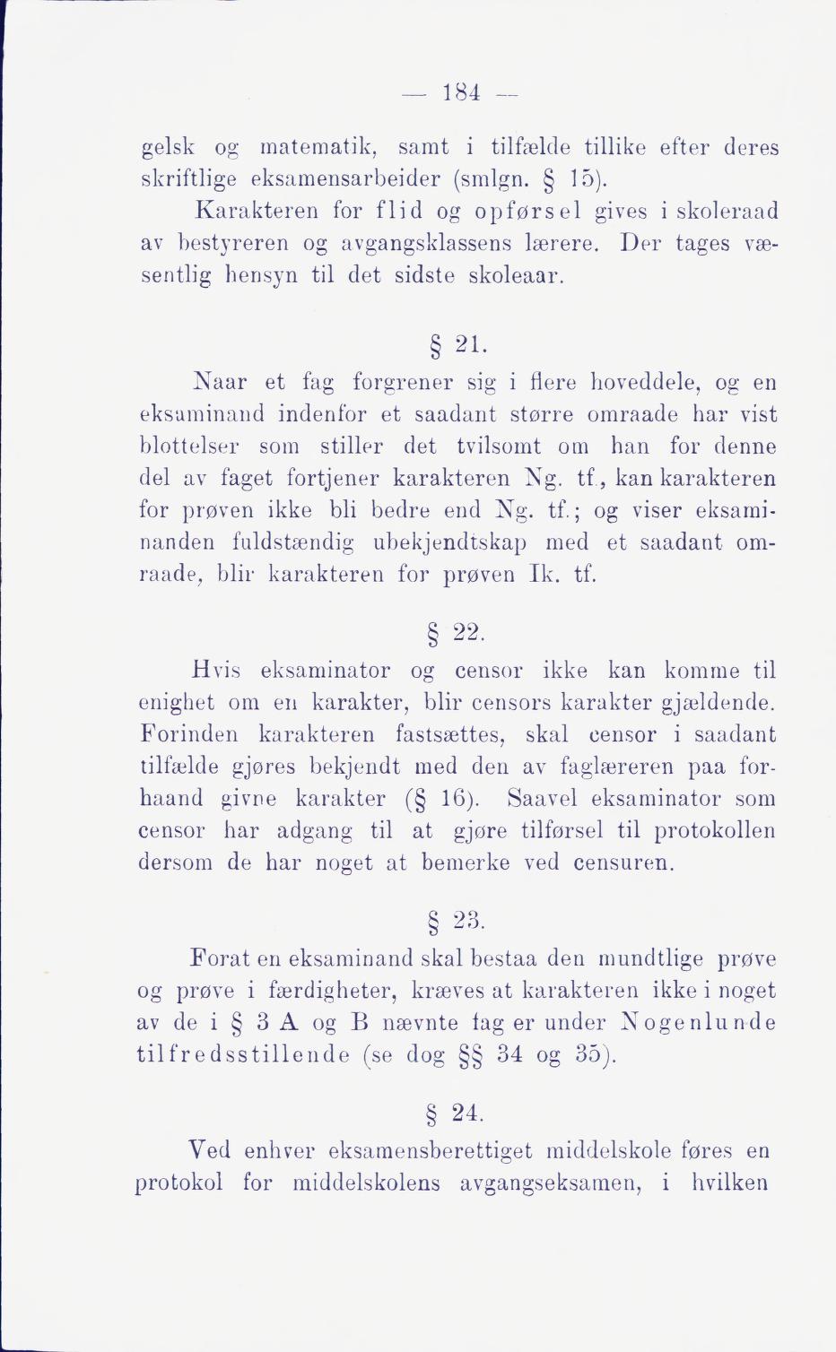 Skann 190 av Middelskolen: lov, reglement, undervisningsplan og eksamensreglement 1911
