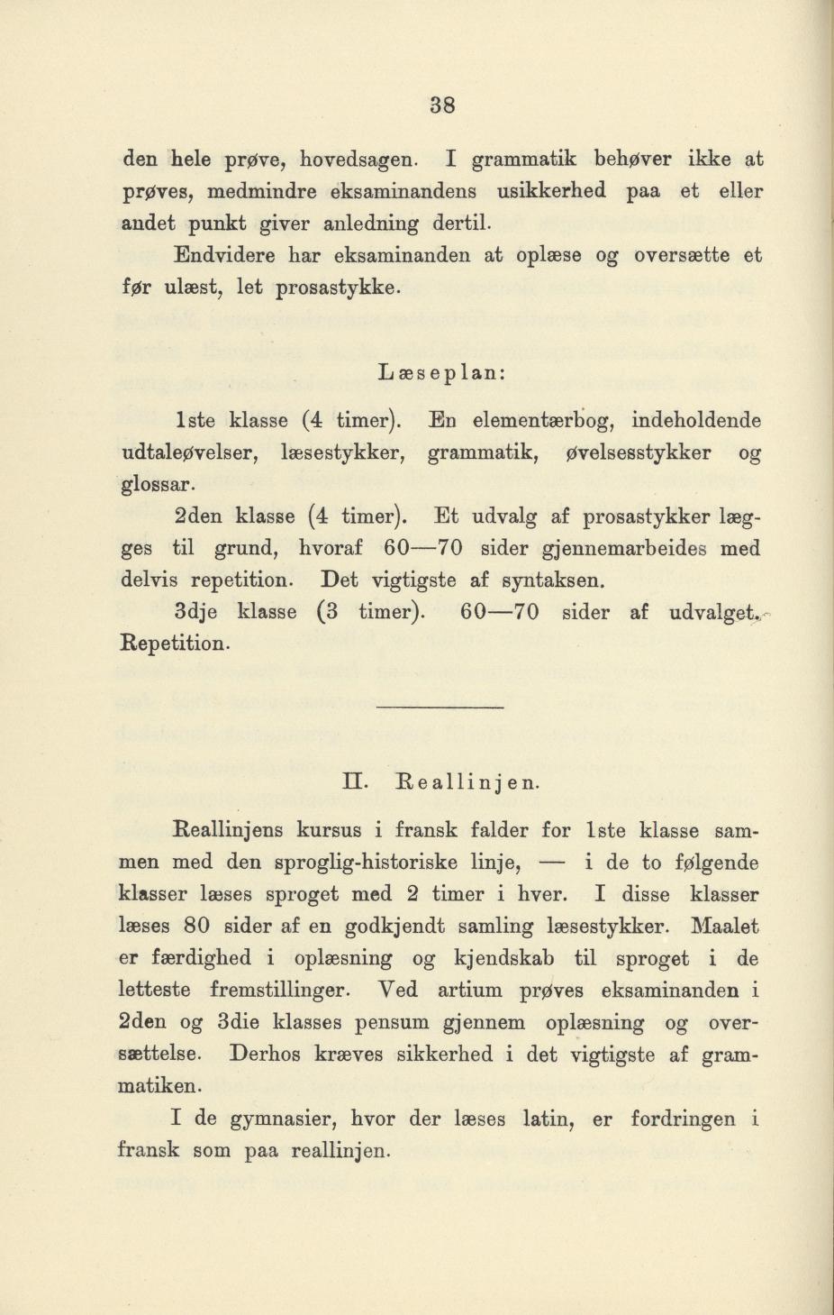 Skann 40 av Undervisningsplan for gymnasiet 1899