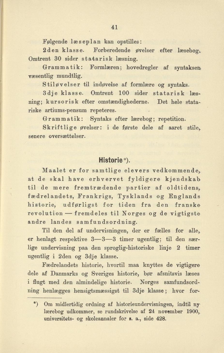 Skann 43 av Undervisningsplan for gymnasiet 1899