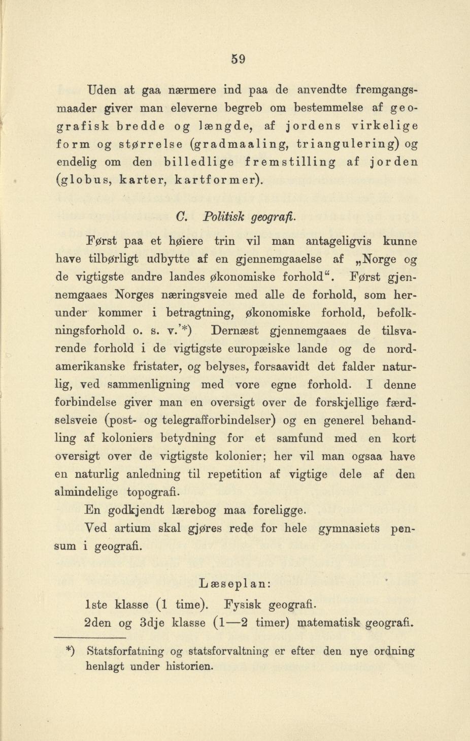 Skann 61 av Undervisningsplan for gymnasiet 1899