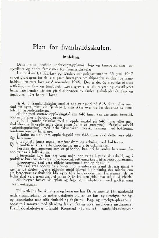 Skann 13 av Framhaldsskulen: lov og plan, 1946