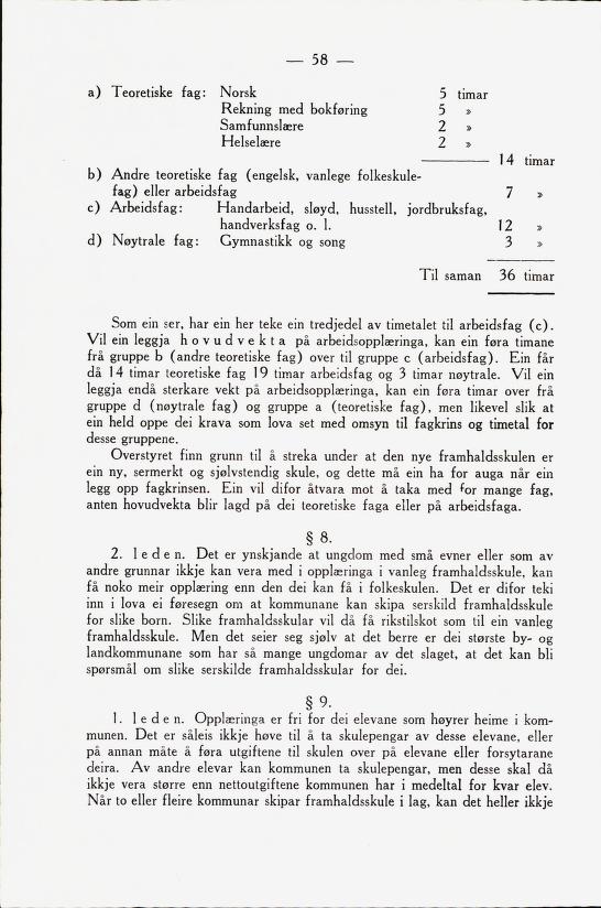 Skann 60 av Framhaldsskulen: lov og plan, 1946