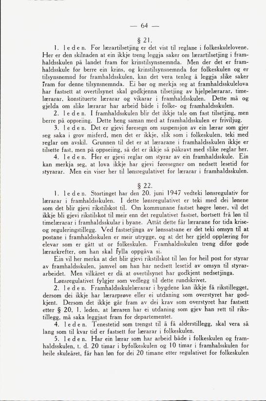 Skann 66 av Framhaldsskulen: lov og plan, 1946