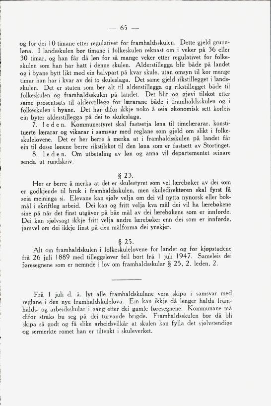 Skann 67 av Framhaldsskulen: lov og plan, 1946
