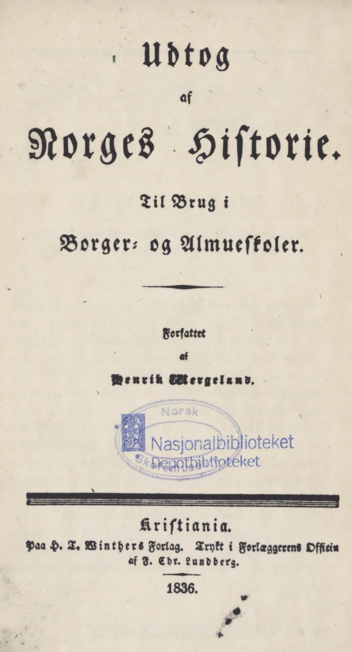 Skann 3 av Udtog af Norges Historie : Til Brug i Borger- og Almueskoler (1836)