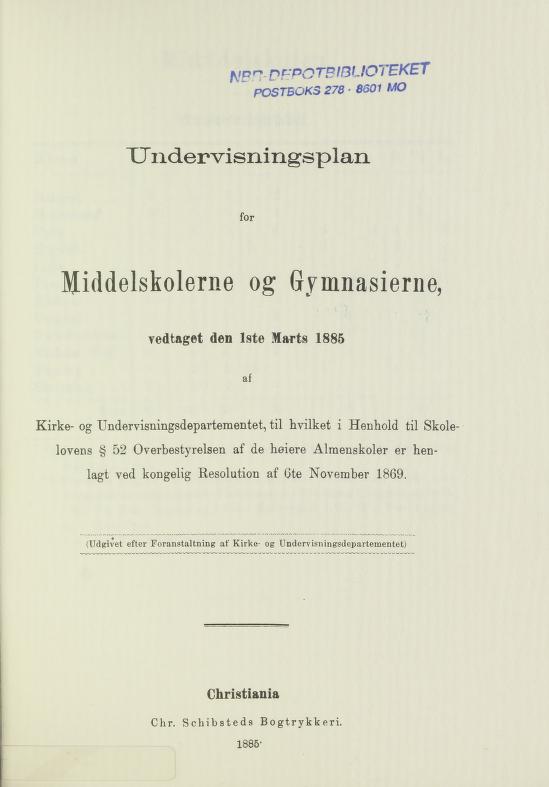 Skann 3 av Undervisningsplan for middelskolerne og gymnasierne 1885