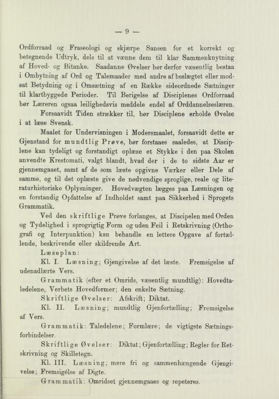 Skann 11 av Undervisningsplan for middelskolerne og gymnasierne 1885