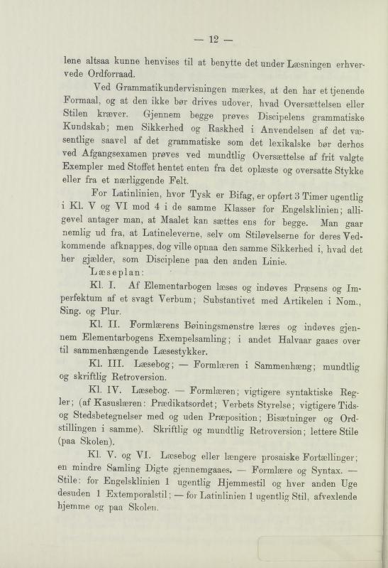 Skann 14 av Undervisningsplan for middelskolerne og gymnasierne 1885