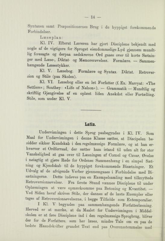 Skann 16 av Undervisningsplan for middelskolerne og gymnasierne 1885