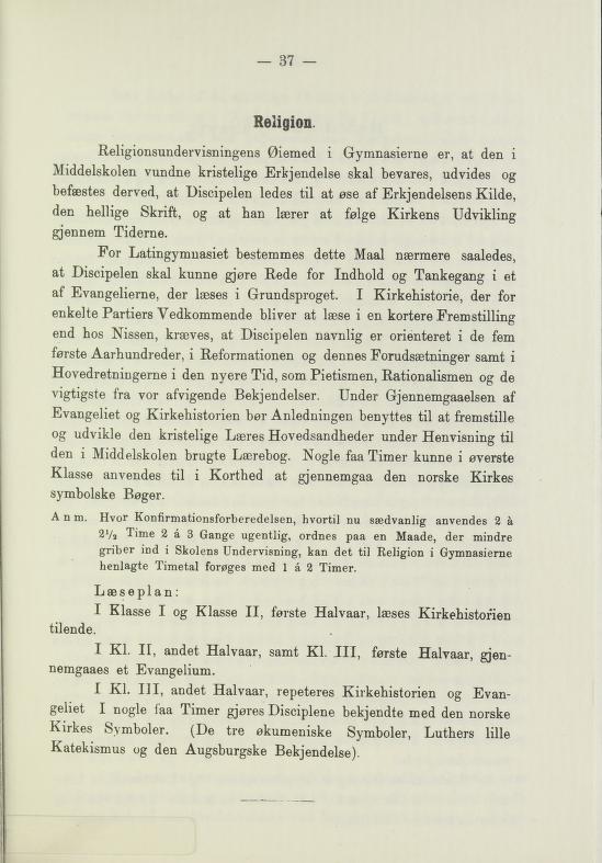 Skann 39 av Undervisningsplan for middelskolerne og gymnasierne 1885