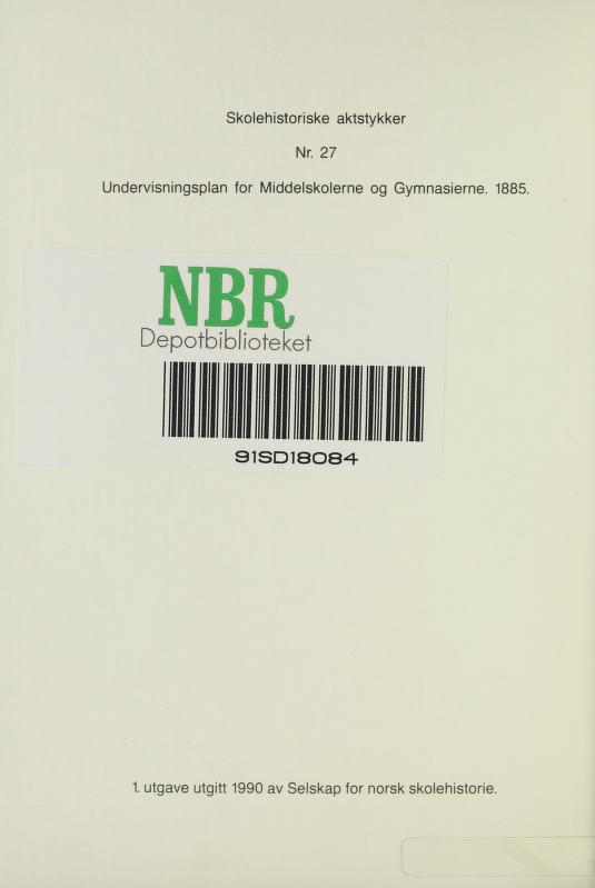 Skann 2 av Undervisningsplan for middelskolerne og gymnasierne 1885